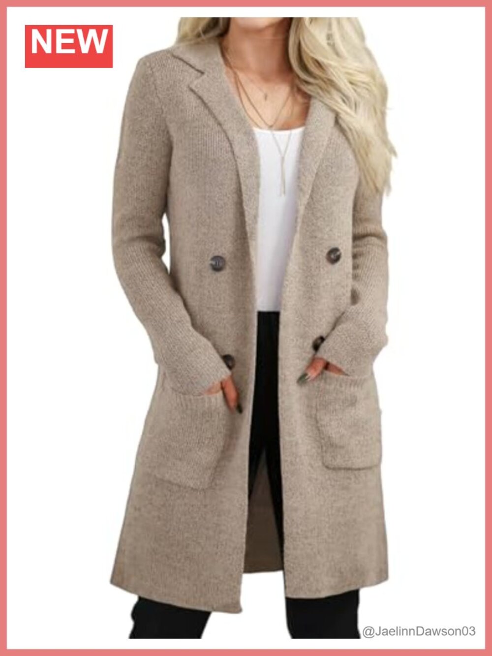 Open Front Long Cardigan Sweater Knit Coatigan with Pockets
